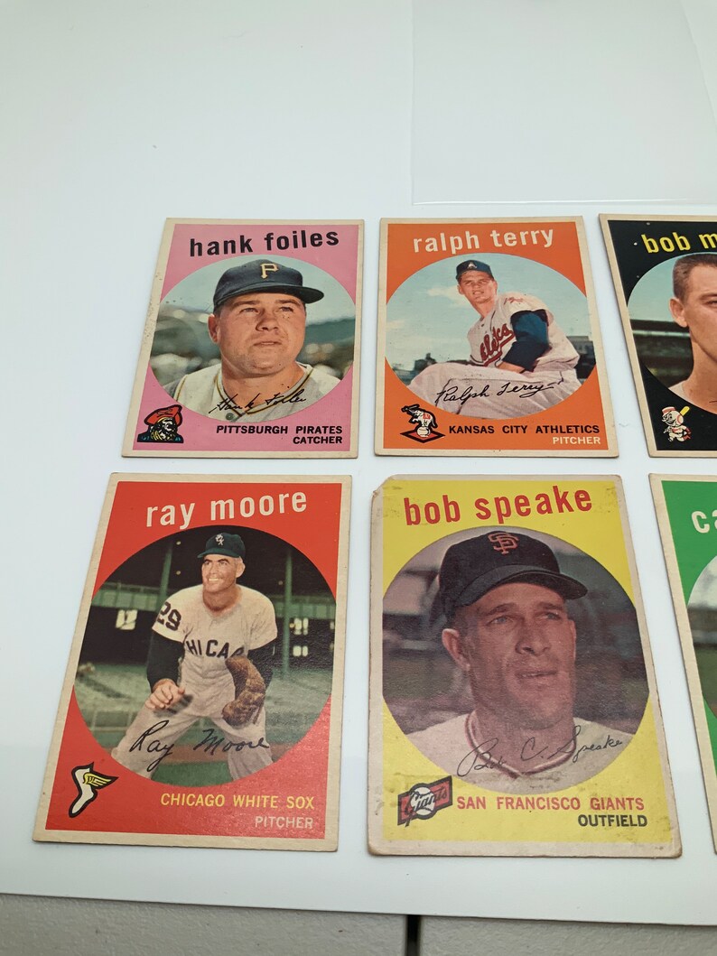 Lot of 8 Vintage Baseball Cards From the 1950s Etsy