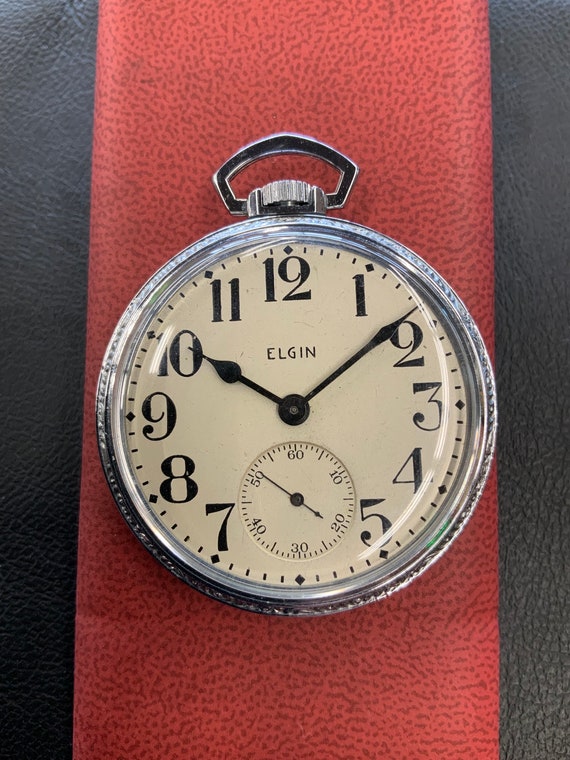 Vintage Elgin 12 size Pocketwatch in Working Cond… - image 2