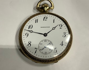 Vintage Hamilton 910 Pocketwatch in Goldfilled Case circa 1920