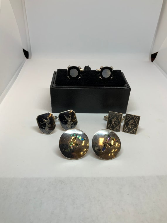 Vintage Sterling Silver Cufflinks Lot of 4 Pairs