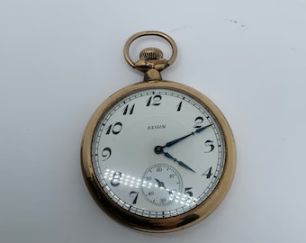 Orologio da tasca vintage Elgin con 17 gioielli riempiti in oro