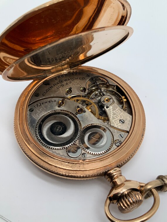 Vintage Elgin 17 Jewel Goldfilled Pocketwatch wit… - image 7