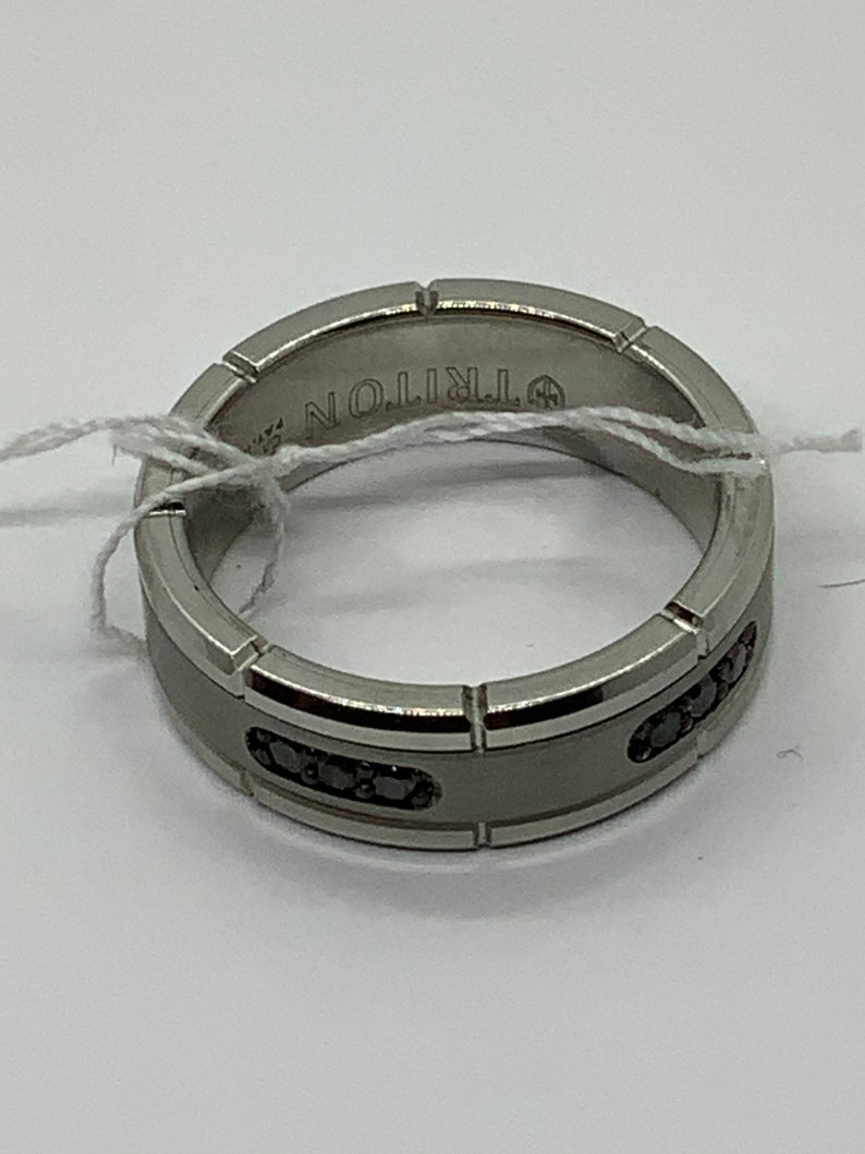 Triton Tungsten Black Diamond Comfort Fit Wedding Band size 13