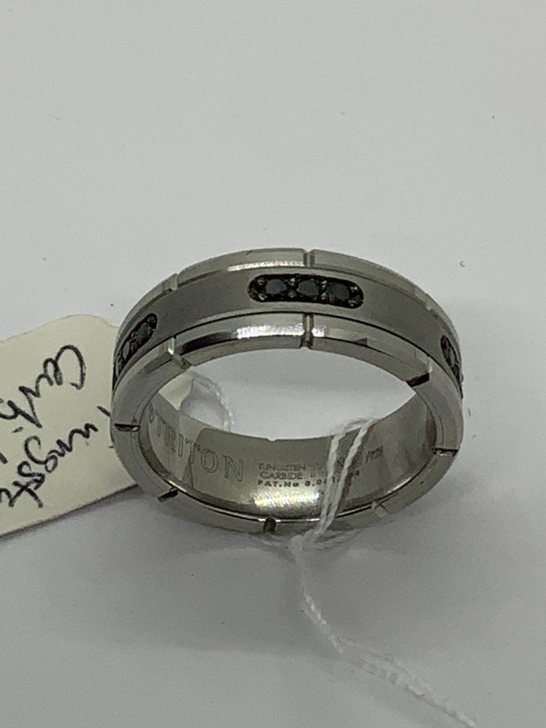 Triton Tungsten Black Diamond Comfort Fit Wedding Band size 13