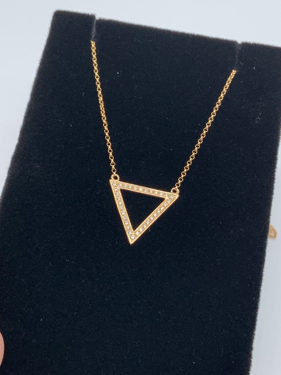 14K Yellow Gold Genuine Diamond Triangle Delta Nec