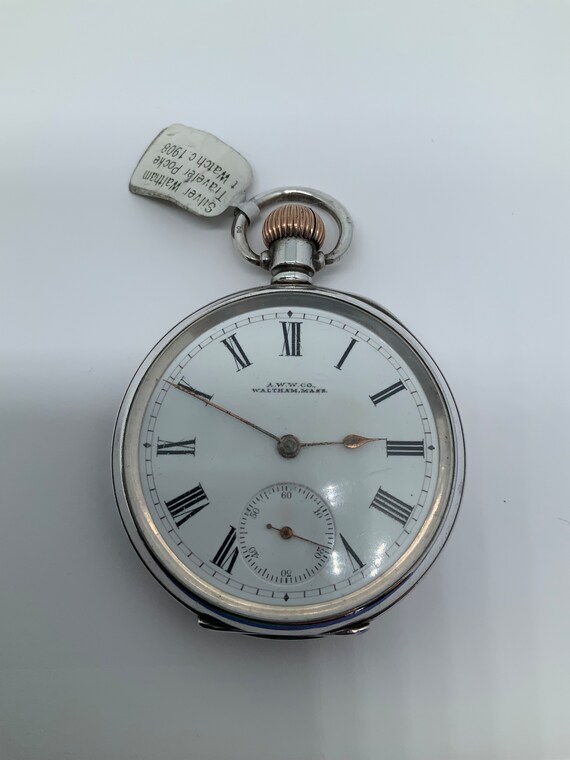 Vintage Waltham Traveler Pocketwatch with Sterlin… - image 1