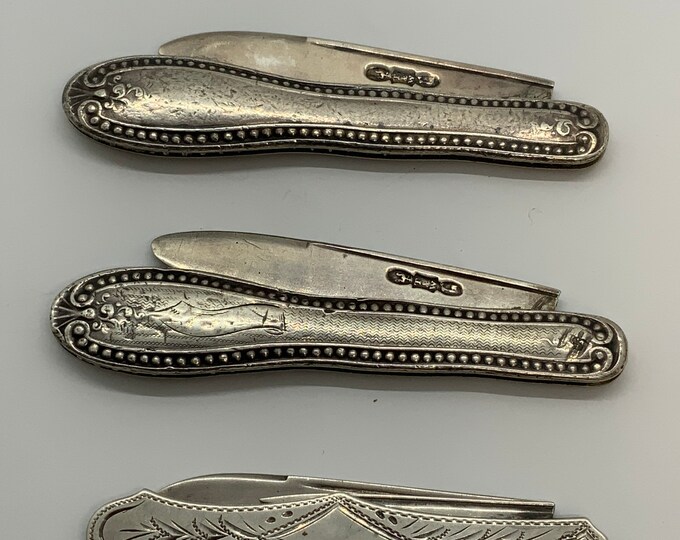 Antique Sterling Silver Fruit Knives Lot of 3 Etsy