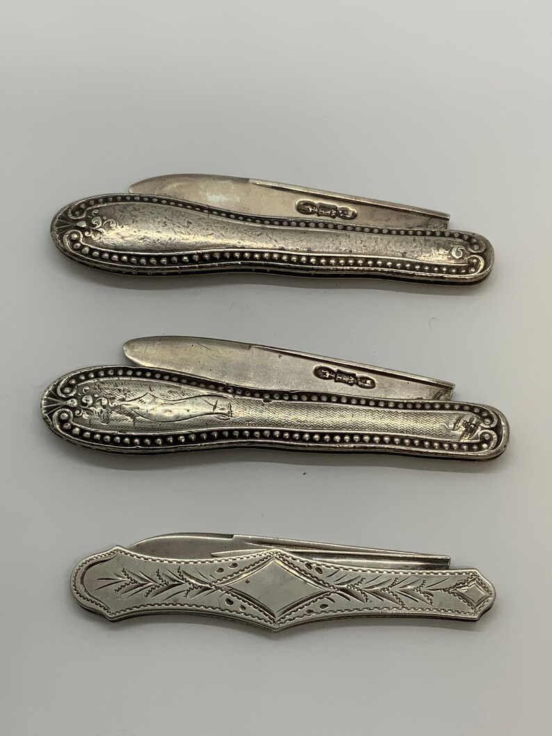 Antique Sterling Silver Fruit Knives Lot of 3 Etsy