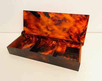 Christian Dior 1970s Tortoiseshell Lucite Box