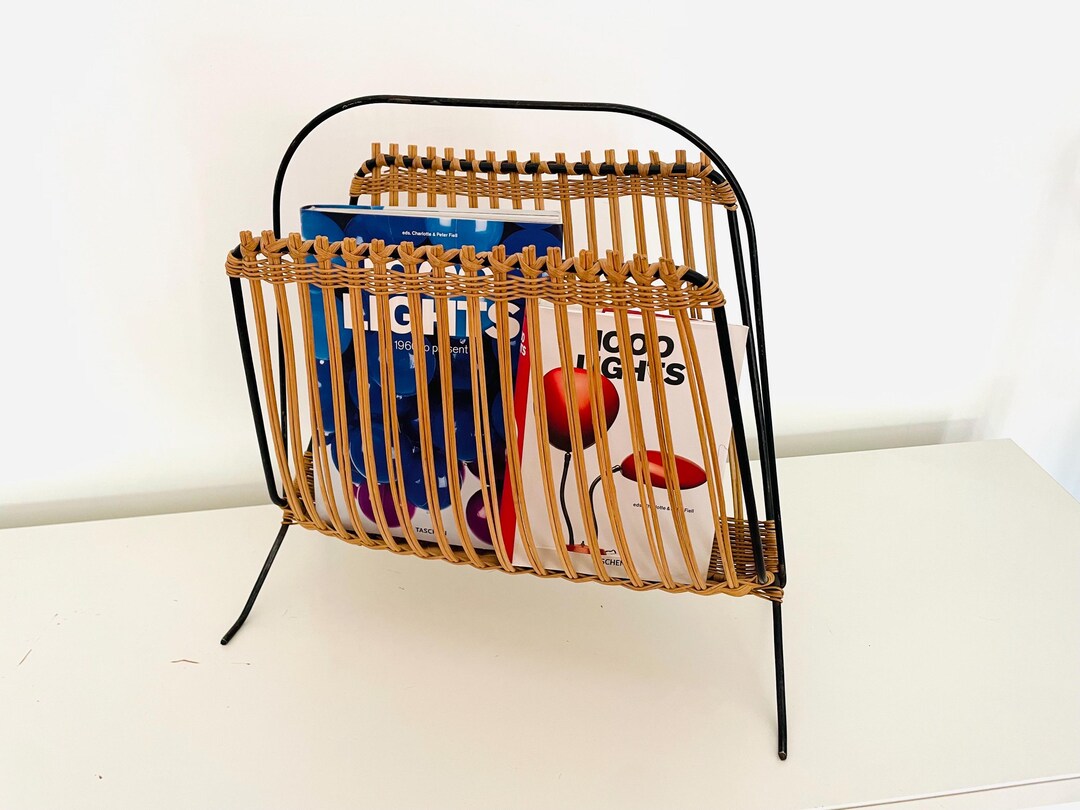 Vintage Magazine Rack With Bamboo Canes Bamboo Wicker 60s - Etsy