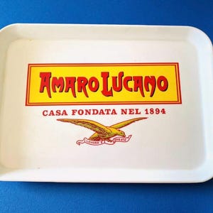 Amaro Lucano vintage advertising tray in melanin Made in Italy 70s