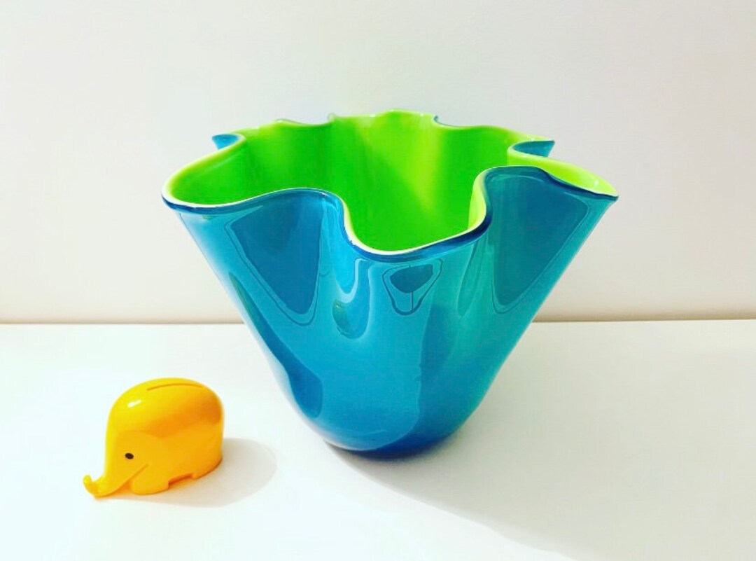 Twotone Murano Glass Handkerchief Vase in Venini Martinuzzi Etsy