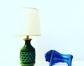 vintage green ceramic lamp in the style of Aldo Londi Bitossi