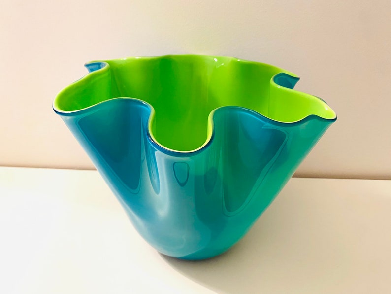 Twotone Murano Glass Handkerchief Vase in Venini Martinuzzi Etsy