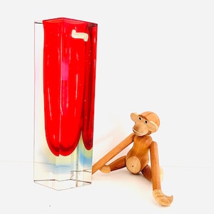 Flavio Poli for Seguso BLOCCO MASSICCIO large prismatic vase in Murano glass submerged 60s