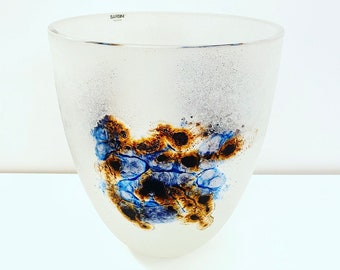 Alfredo BARBINI Murano, rare and large vase from the 1960s excavation series. Perfect and with acid signature