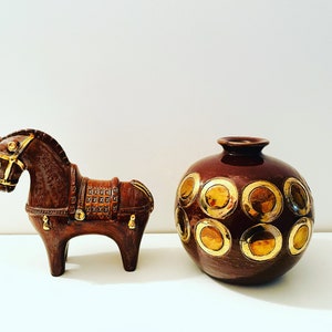 ceramic horse figure from the 60s ALDO LONDI for Raymor Rosenthal Netter Bitossi gold series + gift vase