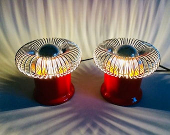 Set of 2 lamps designed by Philippe Rogier for Oxar from the 70s. Space age vintage lamps from the 70s