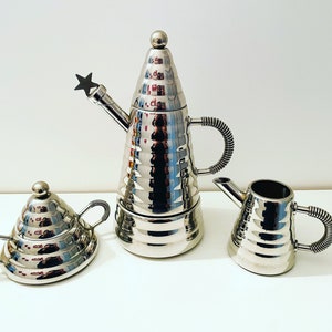 Rare Archimede Stella moka 80s complete set with UNUSED sugar bowl and milk jug