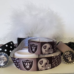 Oakland Raider 20 Yard Grosgrain Ribbon Bottle Cap Korker Hair Bow Set Oakland Raider 20 Yard Grosgrain Ribbon Bottle Cap Korker Hair Bow Set