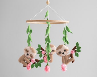 Baby mobile sloth for nursery , baby girl mobile, sloth nursery decor, sloth gift for baby shower