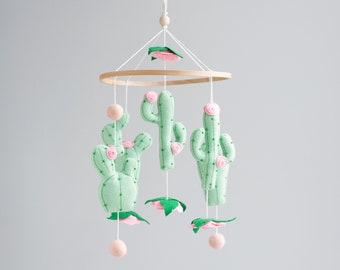 Cactus baby mobile, cactus nursery decor, Cacti mobile, Felt cactus, ceiling mobile, rose mobile