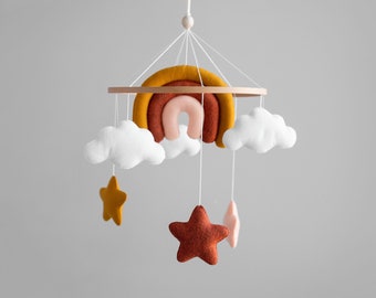 Baby mobile arcobaleno, nuvole nursery mobile, neutro baby mobile, mamma da regalare