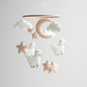 Baby mobile neutral,sheep mobile , stars and moon , new parents gift
