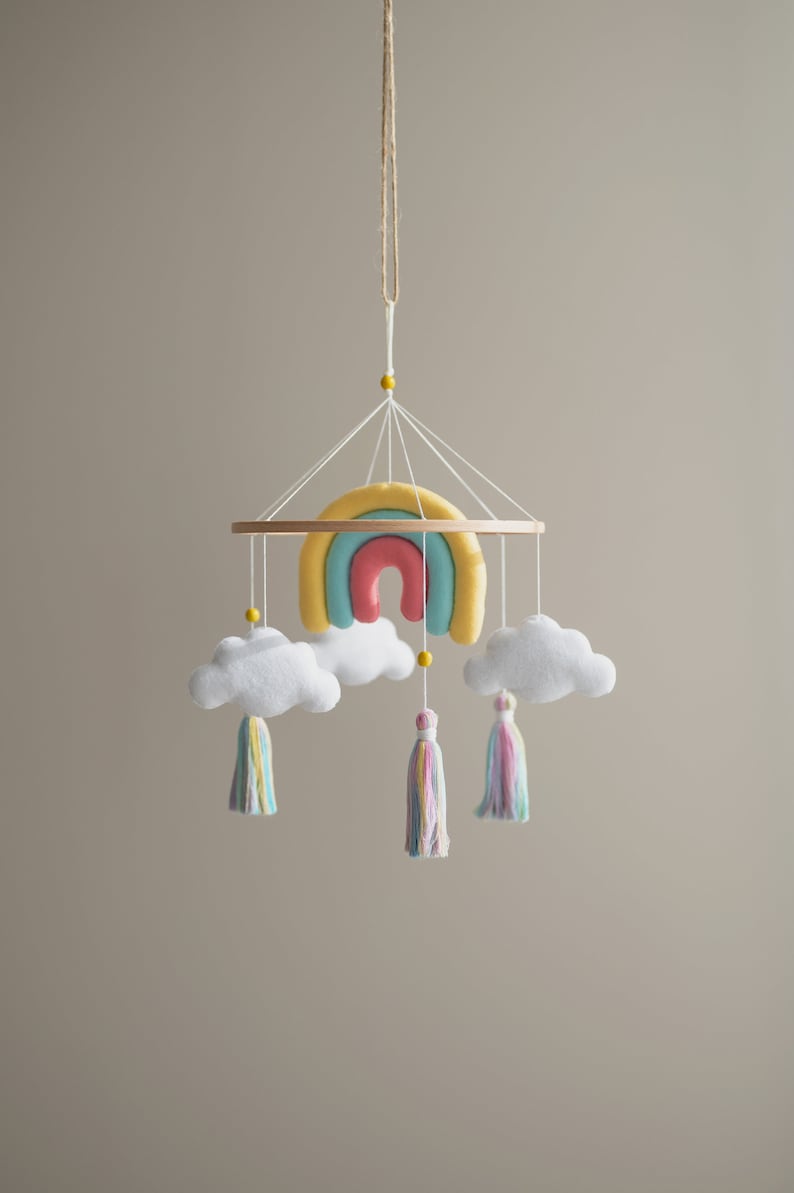 Whimsical Rainbow Baby Mobile Add a Pop of Color to your Celestial-Themed Nursery image 7