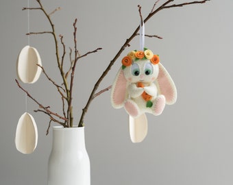 Easter bunny ornament, stuffed rabbit, easter table decor