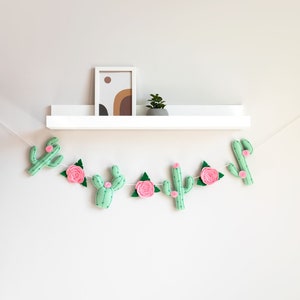 Nursery garland, cactus decor, succulent wall decor, felt flower image 8