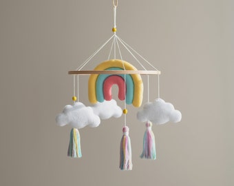 Whimsical Rainbow Baby Mobile - Add a Pop of Color to your Celestial-Themed Nursery