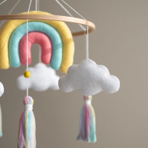 Whimsical Rainbow Baby Mobile Add a Pop of Color to your Celestial-Themed Nursery image 9