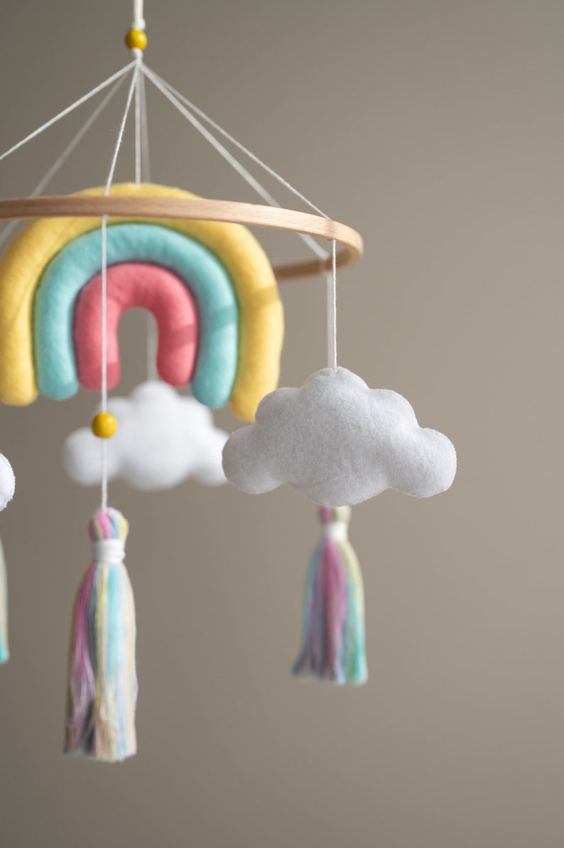 Whimsical Rainbow Baby Mobile Add a Pop of Color to your Celestial-Themed Nursery image 9