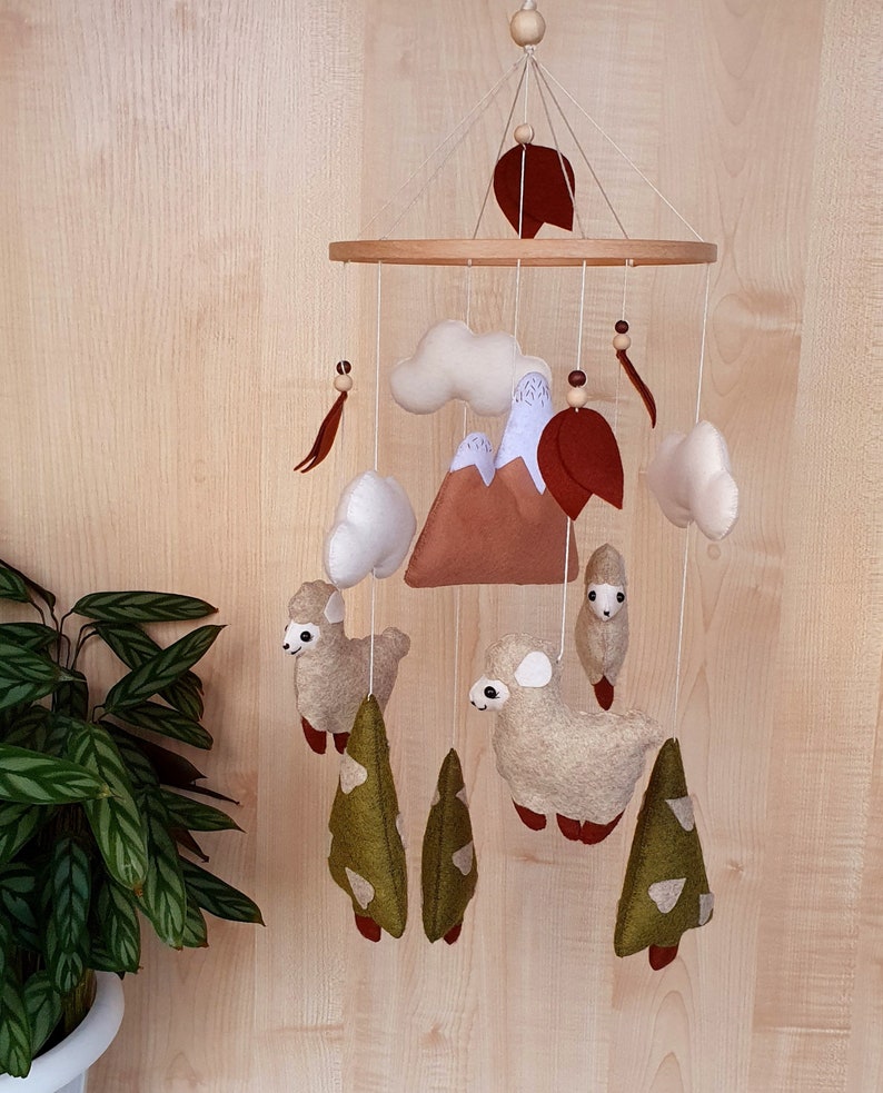 Baby mobile sheep farm nursery woodland mobile lamb crib Etsy