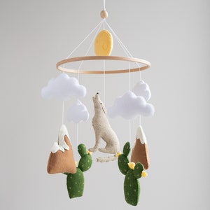 Coyote baby mobile, Wolf nursery decor, Woodland nursery, Newborn gift image 3