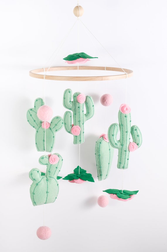 Kaktus Baby mobile, Kaktus Kinderzimmer Deko, Kakteen Mobile, Filz Kaktus,  Decken mobile, Rosen mobile - Etsy.de