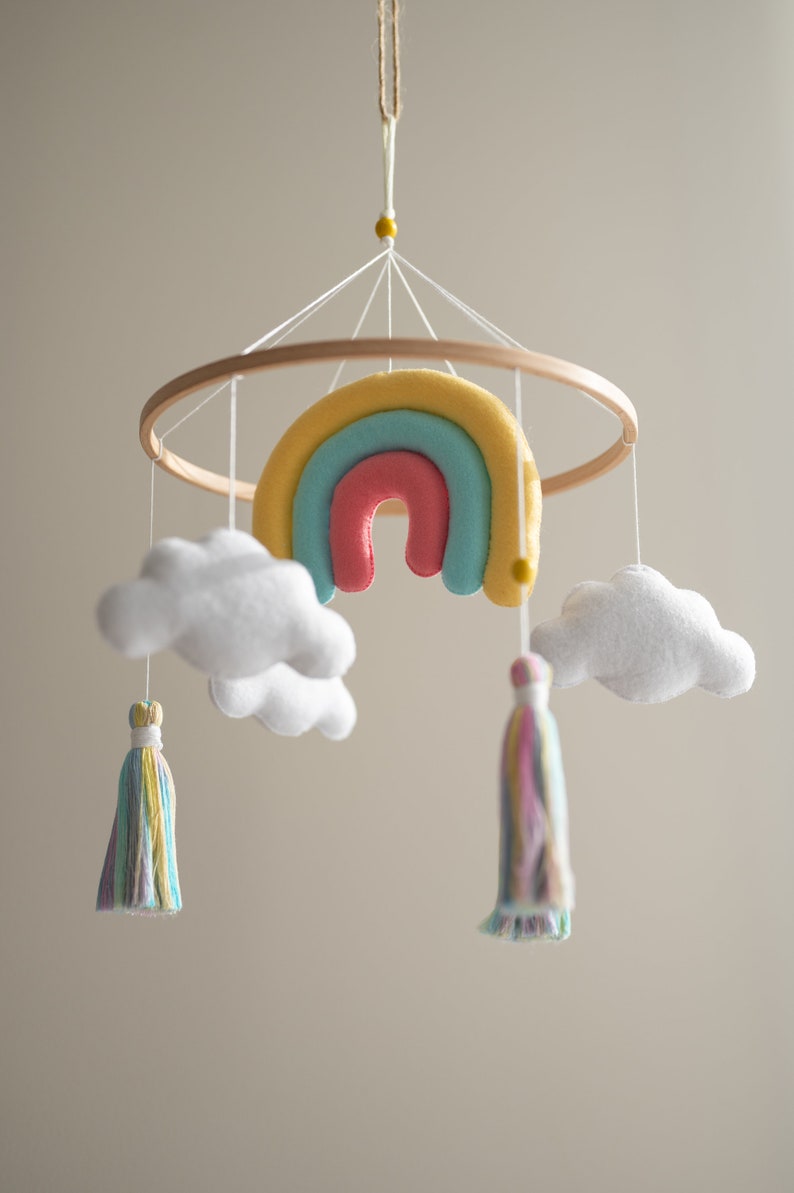 Whimsical Rainbow Baby Mobile Add a Pop of Color to your Celestial-Themed Nursery image 10