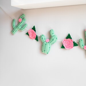 Nursery garland, cactus decor, succulent wall decor, felt flower image 5