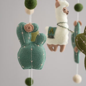 Llama baby mobile, cactus mobile, llama nursery decor, boho nursery mobile, crib baby mobile image 6