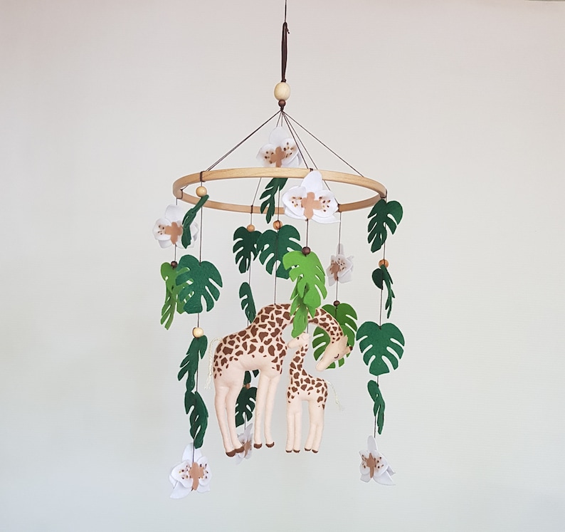 Giraffe crib mobile jungle nursery decor African animals Etsy