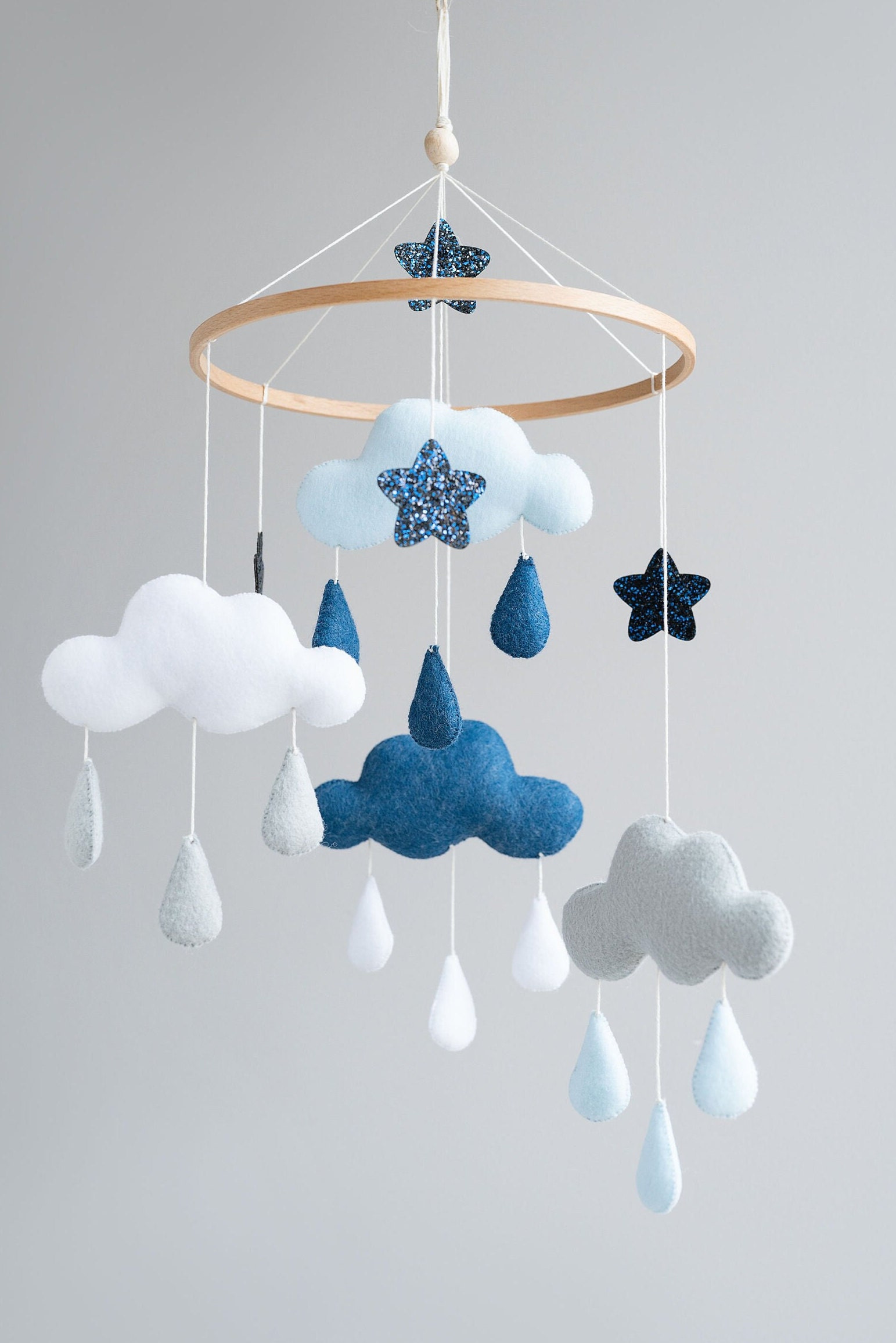 Cloud mobile baby mobile boy hanging clouds star crib | Etsy