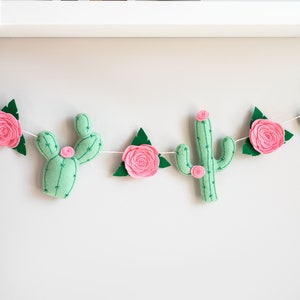 Nursery garland, cactus decor, succulent wall decor, felt flower image 4