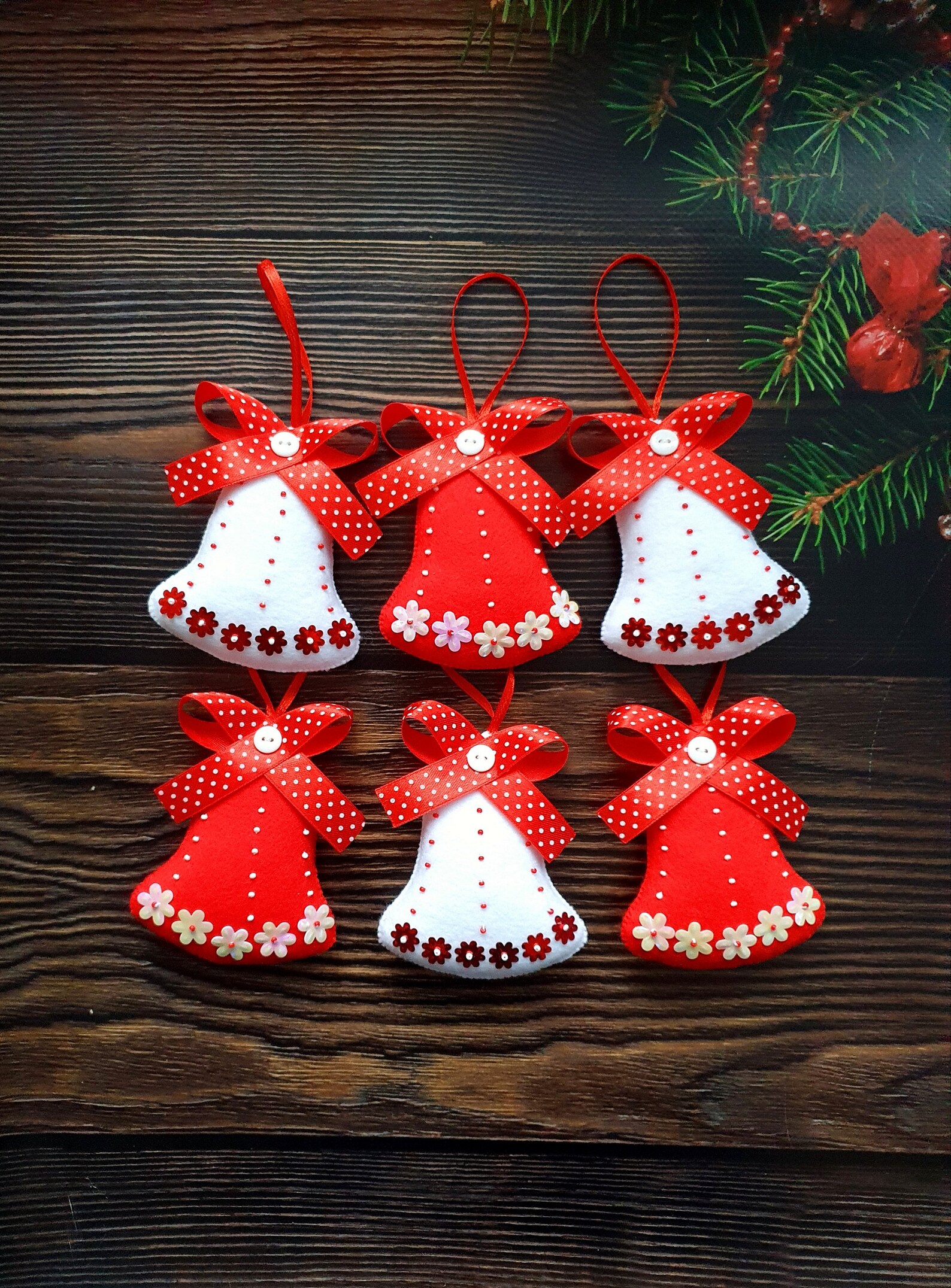 Christmas bells ornaments Christmas Felt decor jingle Bell Etsy