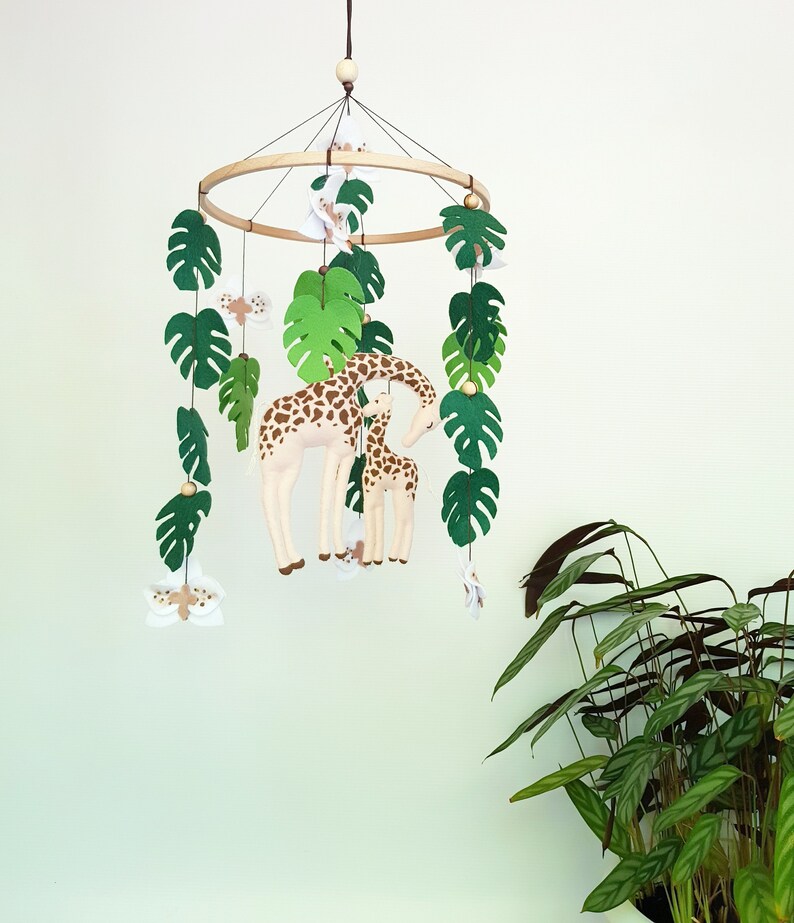 Giraffe crib mobile jungle nursery decor African animals Etsy