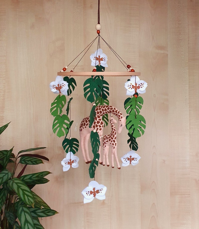 Giraffe crib mobile jungle nursery decor African animals Etsy