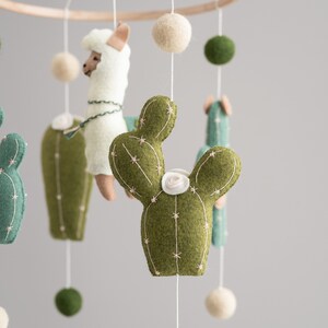 Llama baby mobile, cactus mobile, llama nursery decor, boho nursery mobile, crib baby mobile image 5