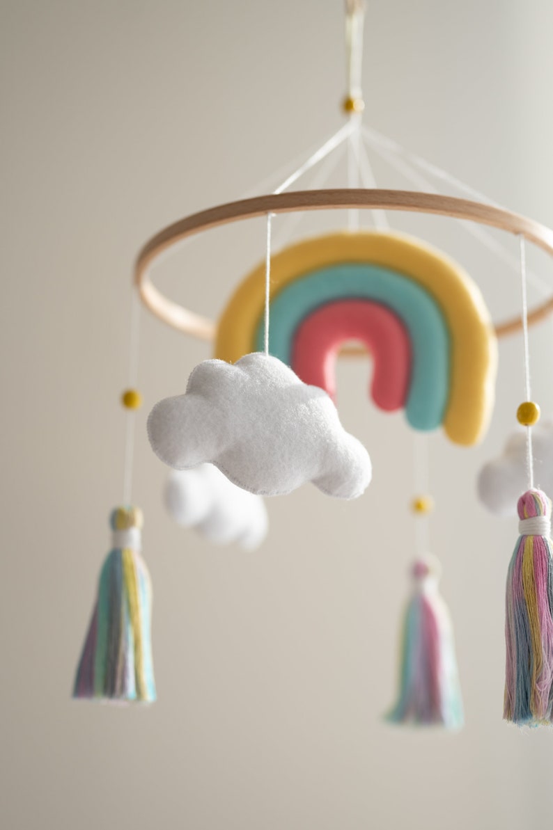 Whimsical Rainbow Baby Mobile Add a Pop of Color to your Celestial-Themed Nursery image 6