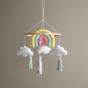 Whimsical Rainbow Baby Mobile Add a Pop of Color to your Celestial-Themed Nursery image 8