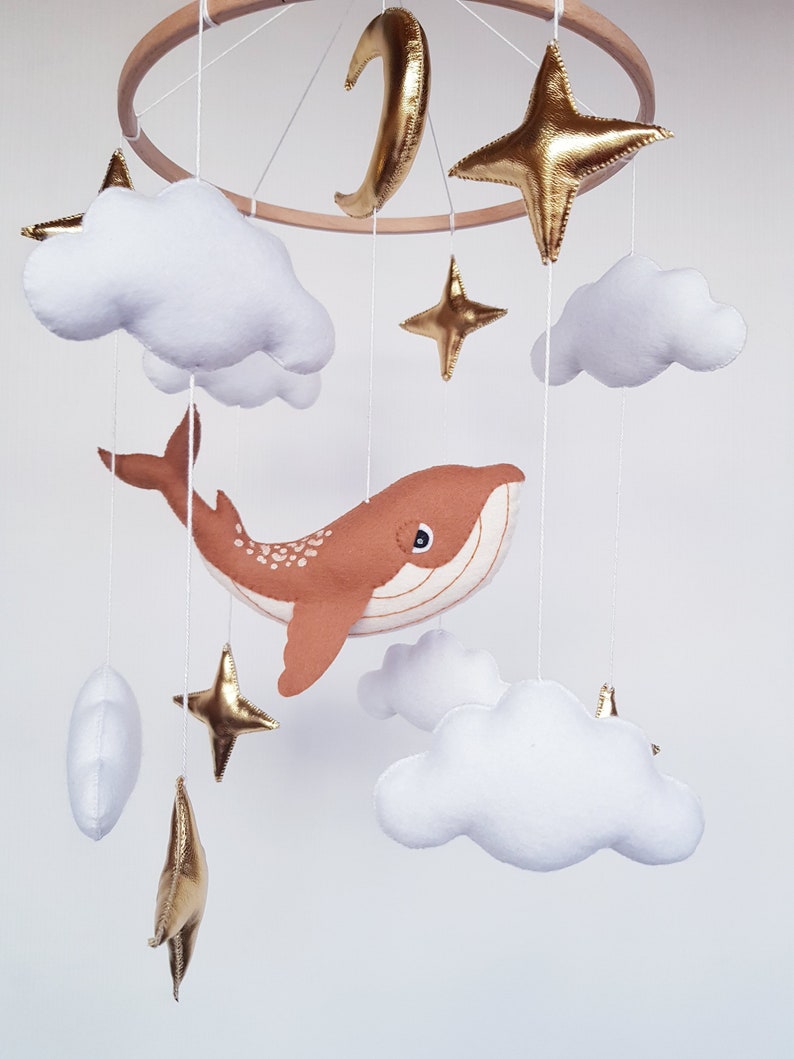 Whale crib mobile ocean nursery neutral baby mobile sea Etsy
